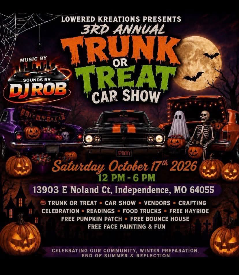Lowered Kreations Trunk or Treat Car Show event at 13903 E Noland Ct in Independence, MO on October 17, 2026
