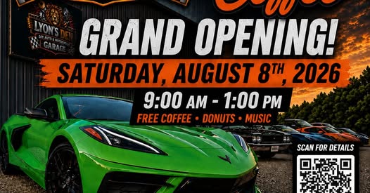 Lyon's Den Garage Grand Opening event at Lyon's Den Garage in Frankfort, KY on August 8, 2026