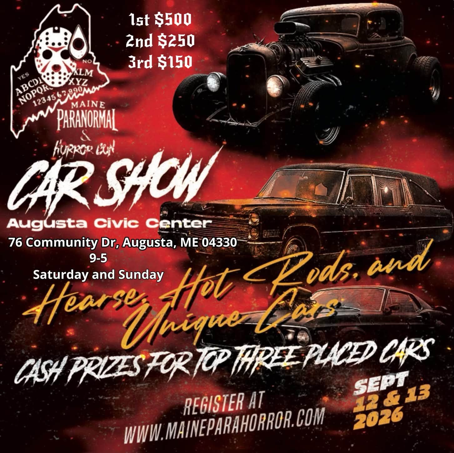 Maine Paranormal Horror Run Car Show event at Augusta Civic Center in Augusta, ME on September 12, 2026