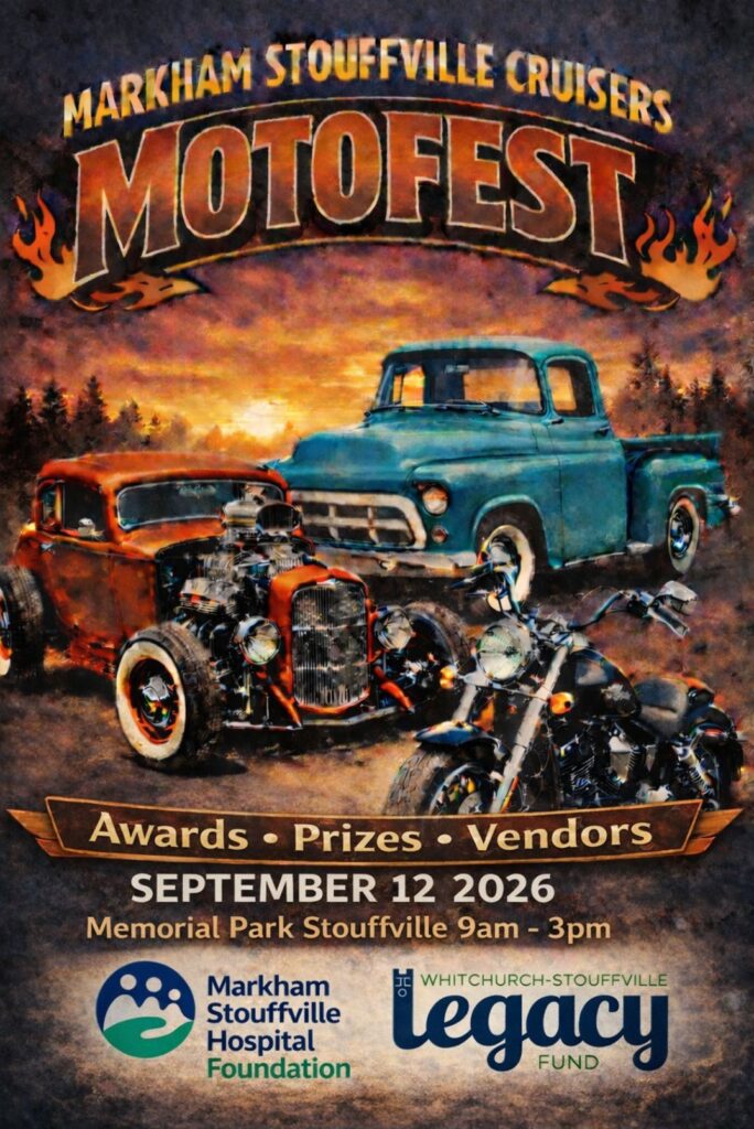 Markham Stouffville Cruisers Motofest event at Memorial Park in Stouffville, ON on September 12, 2026
