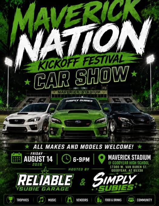 Maverick Stadium Kickoff Festival Car Show event at Maverick Stadium in Goodyear, AZ on August 14, 2026