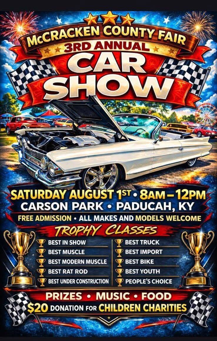 McCracken County Fair 3rd Annual Car Show event at Carson Park in Paducah, KY on August 1, 2026