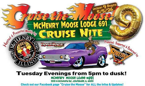 McHenry Moose Lodge 691 Cruise Nite event at McHenry Moose Lodge #691 in Johnsburg, IL on July 14, 2026