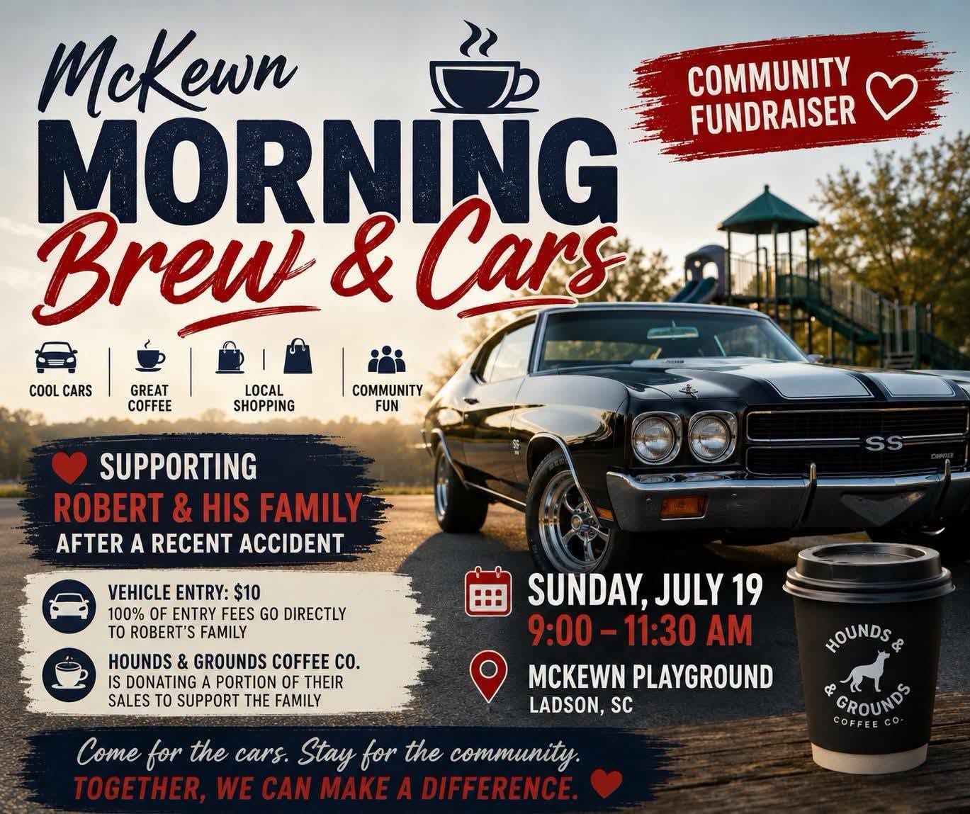 McKewn Morning Brew & Cars Community Fundraiser event at McKewn Playground in Ladson, SC on July 19, 2026