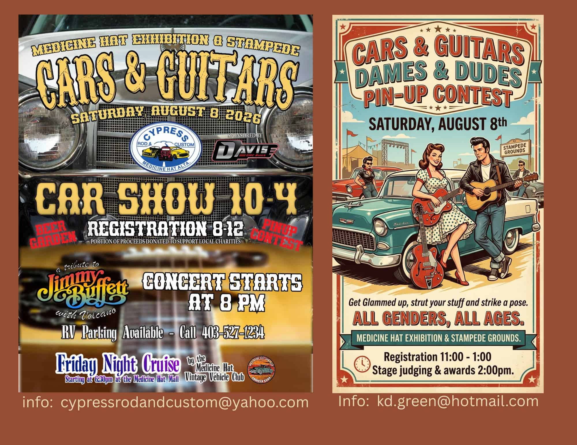 Medicine Hat Exhibition & Stampede Cars & Guitars event at Medicine Hat Exhibition & Stampede in Medicine Hat, AB on August 8, 2026