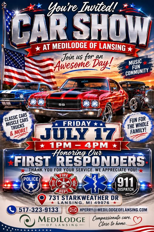 MediLodge of Lansing Car Show event at MediLodge of Lansing in Lansing, MI on July 17, 2026