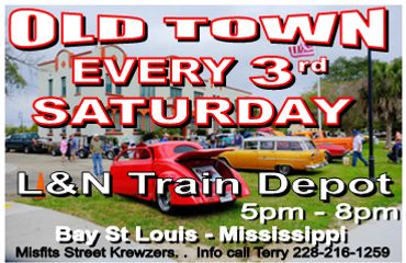 Misfits Street Krewzers Old Town Car Cruise event at L&N Train Depot in Bay St Louis, MS on July 18, 2026