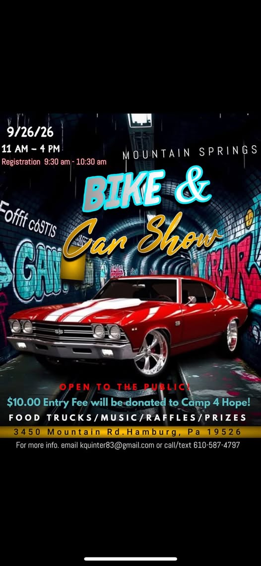 Mountain Springs Bike & Car Show event at Mountain Springs in Hamburg, PA on September 26, 2026