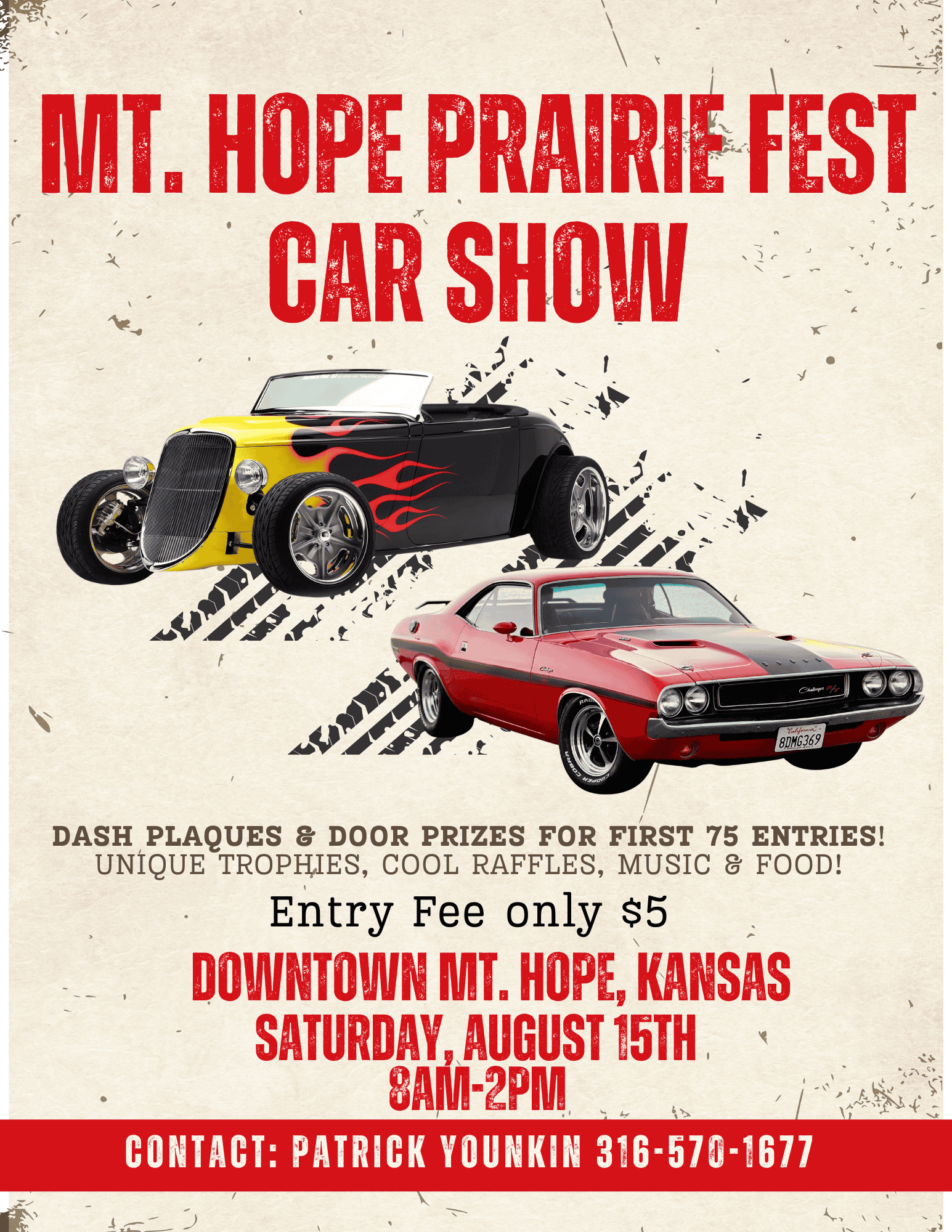 Mt. Hope Prairie Fest Car Show event at Downtown Mt. Hope in Mt. Hope, KS on August 15, 2026
