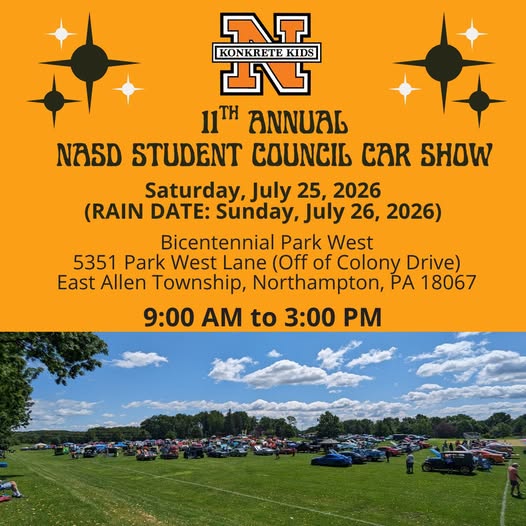 NASD Student Council Car Show event at Bicentennial Park West in East Allen Township, PA on July 25, 2026