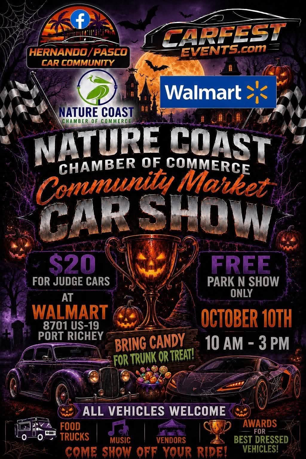 Nature Coast Chamber of Commerce Community Market Car Show event at Walmart in Port Richey, FL on October 10, 2026