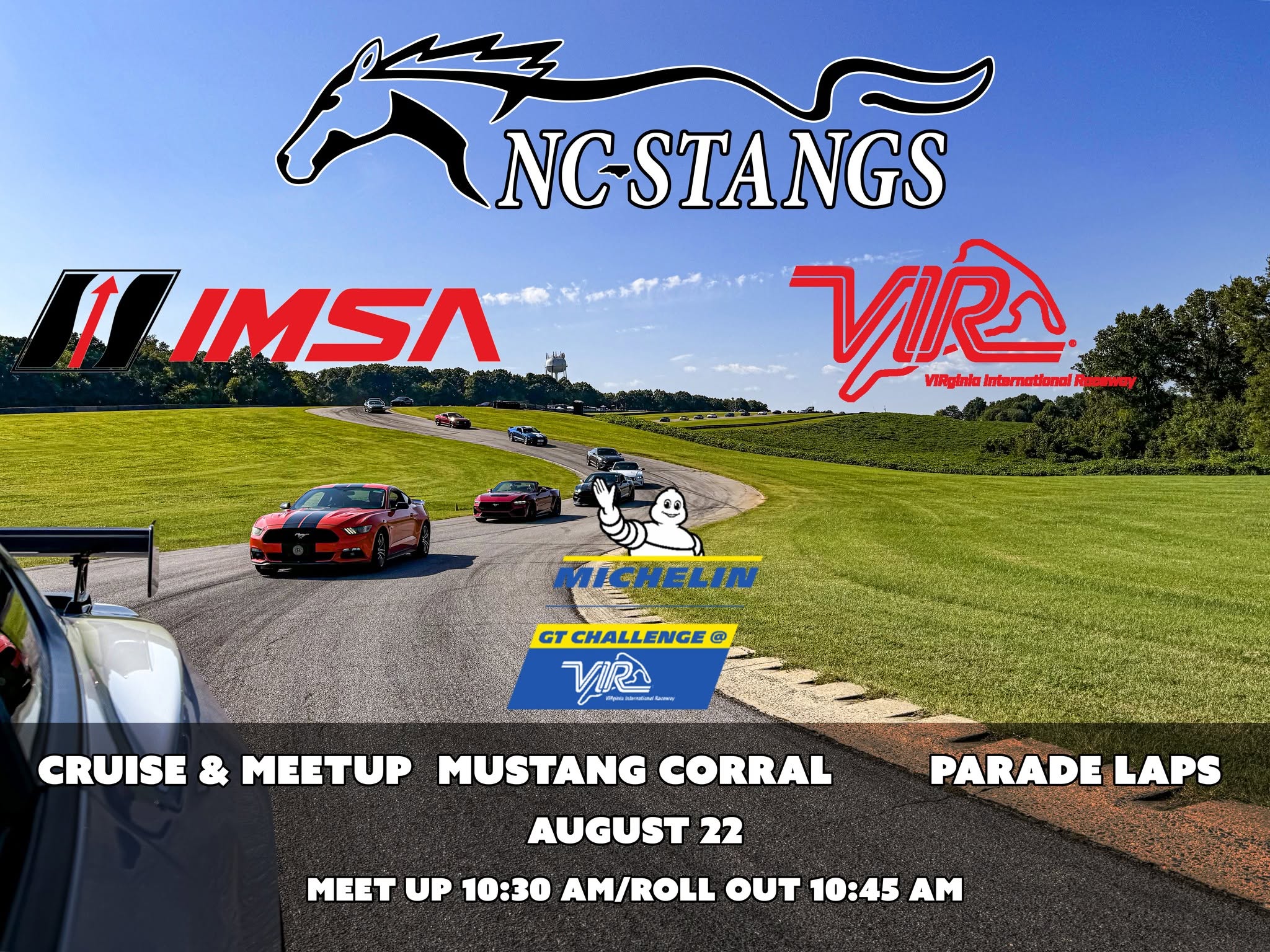 NC-Stangs Michelin GT Challenge @ VIR Mustang Corral Cruise & Meetup event at Virginia International Raceway in Alton, VA on August 22, 2026