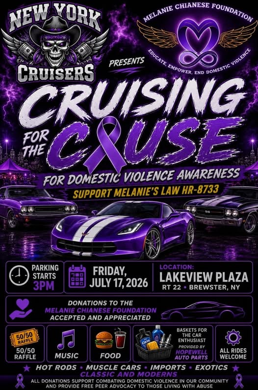 Network Cruisers Cruising for the Cause for Domestic Violence Awareness event at Lakeview Plaza in Brewster, NY on July 17, 2026