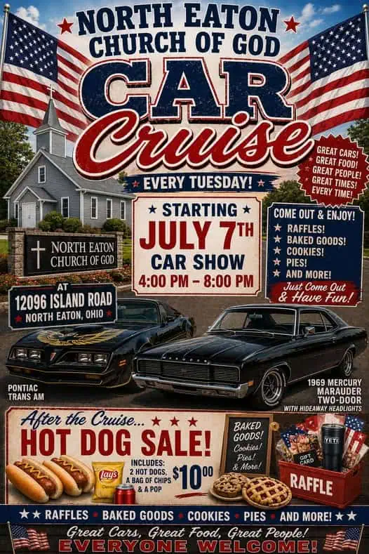 North Eaton Church of God Car Cruise event at North Eaton Church of God in North Eaton, OH on July 14, 2026