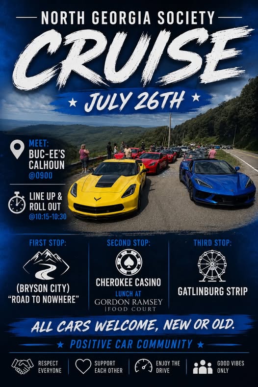 North Georgia Society Cruise event at Buc-ee's in Calhoun, GA on July 26, 2026