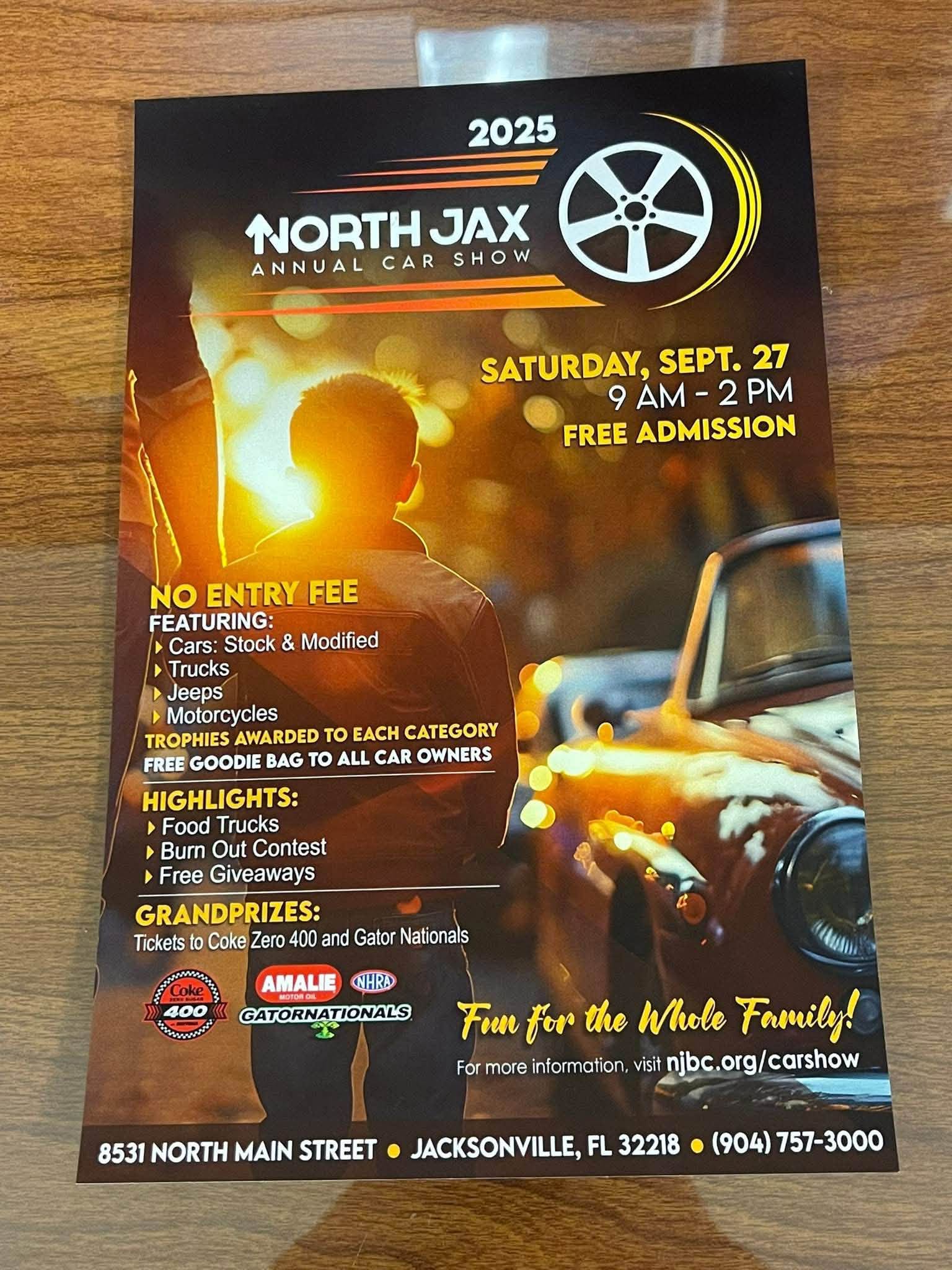 North Jax Annual Car Show event at 8531 North Main Street in Jacksonville, FL on September 27, 2026