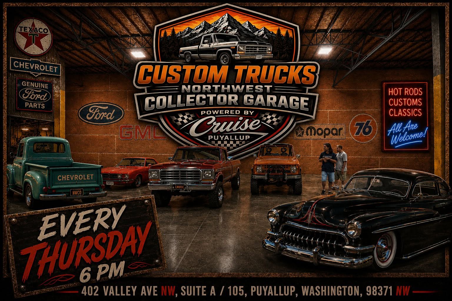 Northwest Collector Garage Cruise Puyallup event at Northwest Collector Garage in Puyallup, WA on July 16, 2026