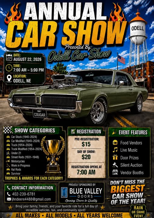 Odell Car Show event at Main Street in Odell, NE on August 22, 2026