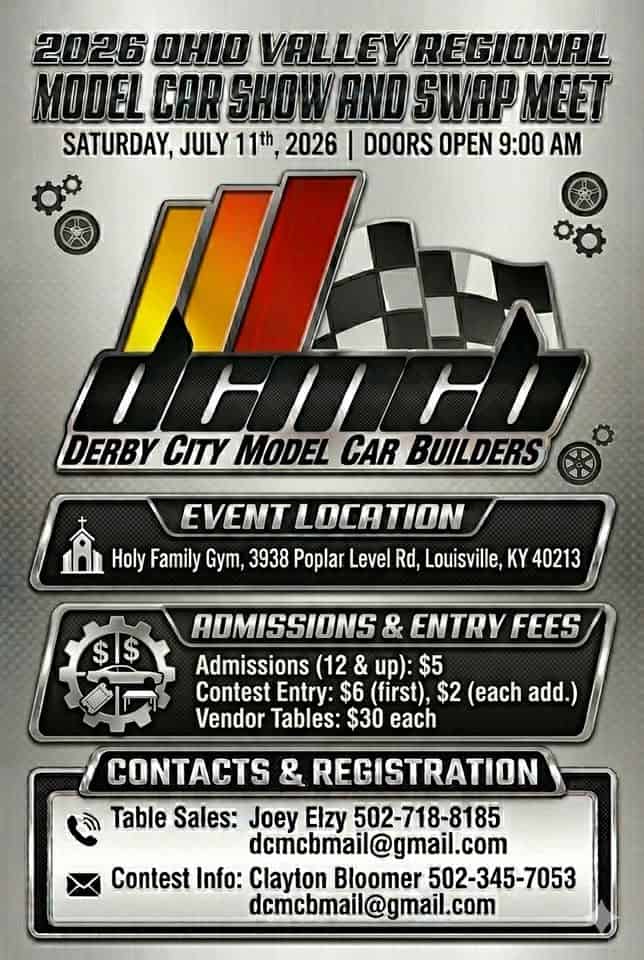 Ohio Valley Regional Model Car Show and Swap Meet event at Holy Family Gym in Louisville, KY on July 11, 2026