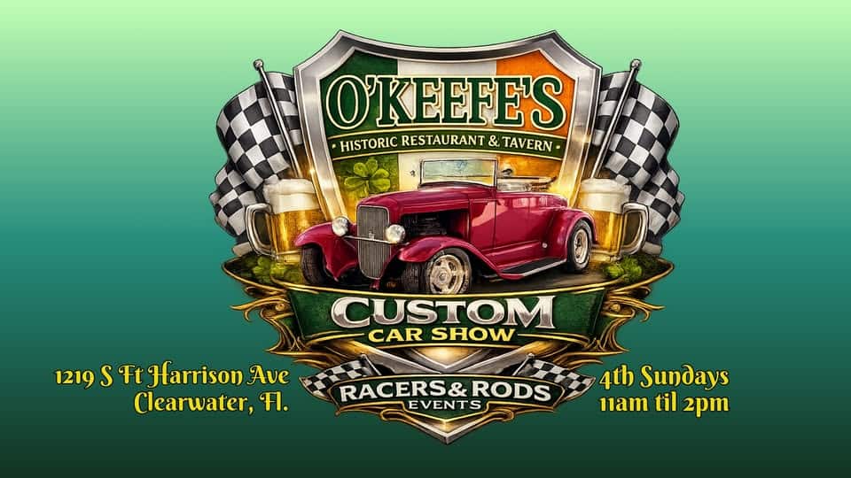 O'Keefe's Monthly Cruise-In event at O'Keefe's Historic Restaurant & Tavern in Clearwater, FL on July 26, 2026