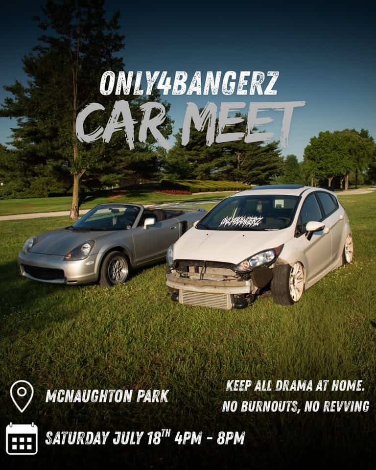 Only 4 Bangerz Car Meet event at McNaughton Spray Park in Elkhart, IN on July 18, 2026