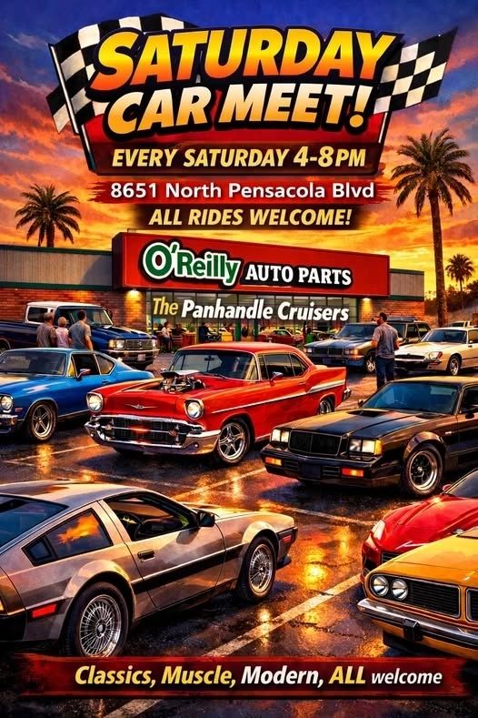 O'Reilly Auto Parts & the Panhandle Cruisers Saturday Car Meet event at O'Reilly Auto Parts in Pensacola, FL on July 18, 2026