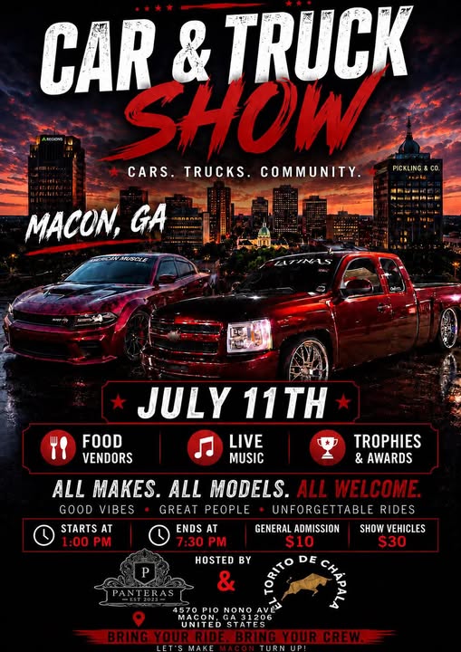 Panteras & Torito de Chapala Car & Truck Show event at Pickling & Co. Latinas in Macon, GA on July 11, 2026