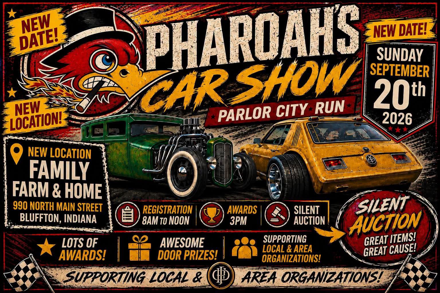 Pharoahs Car Show Parlor City Run event at Family Farm & Home in Bluffton, IN on September 20, 2026