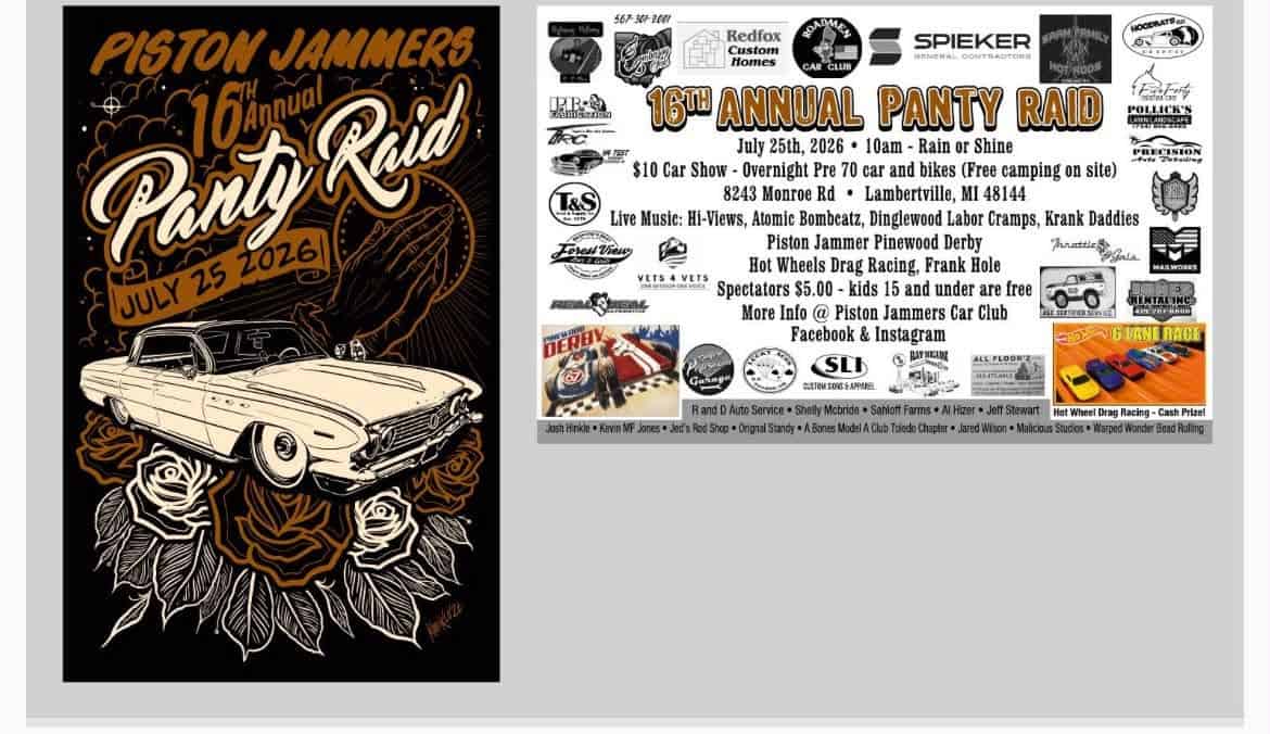 Piston Jammers 16th Annual Panty Raid event at Fannettsburg in Lambertville, MI on July 25, 2026