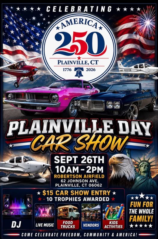 Plainville Day Car Show event at Robertson Airfield in Plainville, CT on September 26, 2026