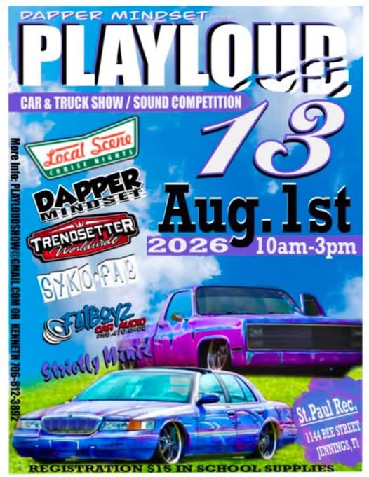 Play Loose Car & Truck Show event at St. Paul Recreation Center in Jennings, FL on August 1, 2026