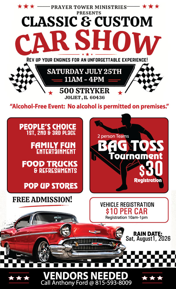 Prayer Tower Ministries Classic & Custom Car Show event at 500 Stryker in Joliet, IL on July 25, 2026