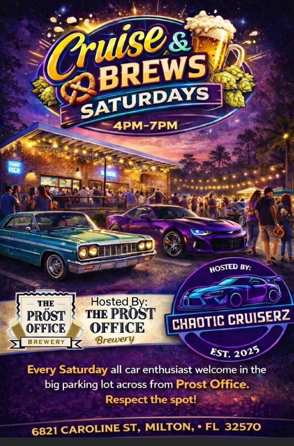 Prost Office Brewery Cruise & Brews event at Prost Office Brewery in Milton, FL on July 18, 2026