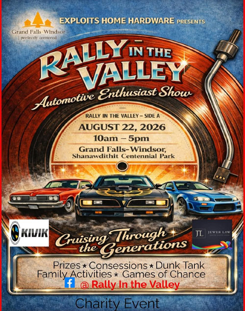 Rally in the Valley event at Shanawdithit Centennial Park in Grand Falls-Windsor, NL on August 22, 2026