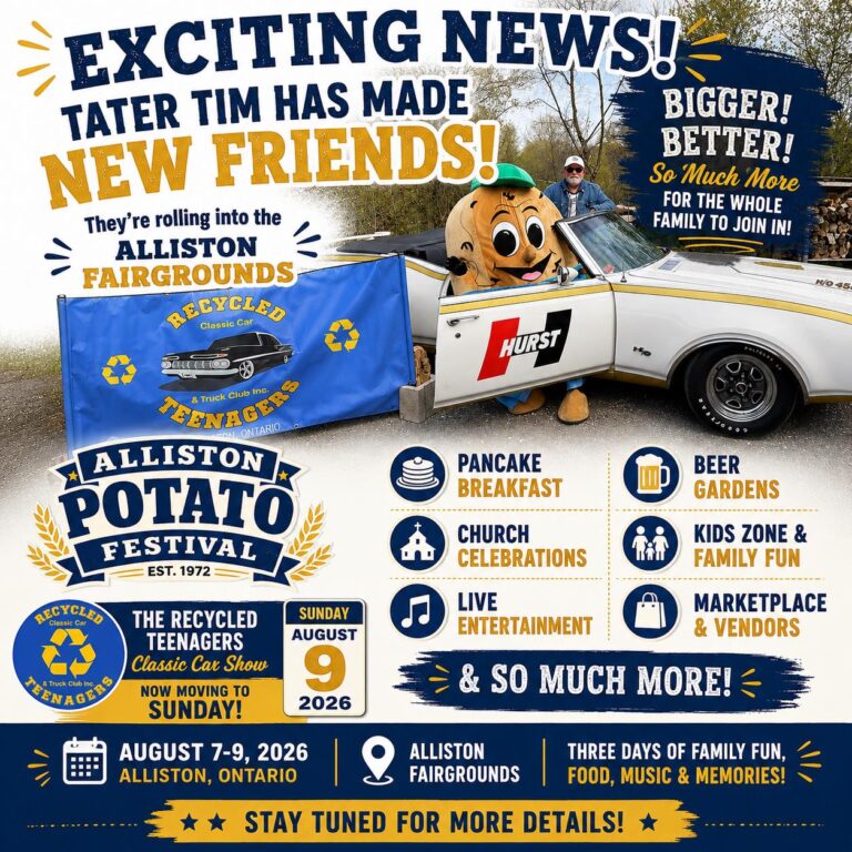 Recycled Teenagers Classic Car Show event at Alliston Fairgrounds in Alliston, ON on August 9, 2026