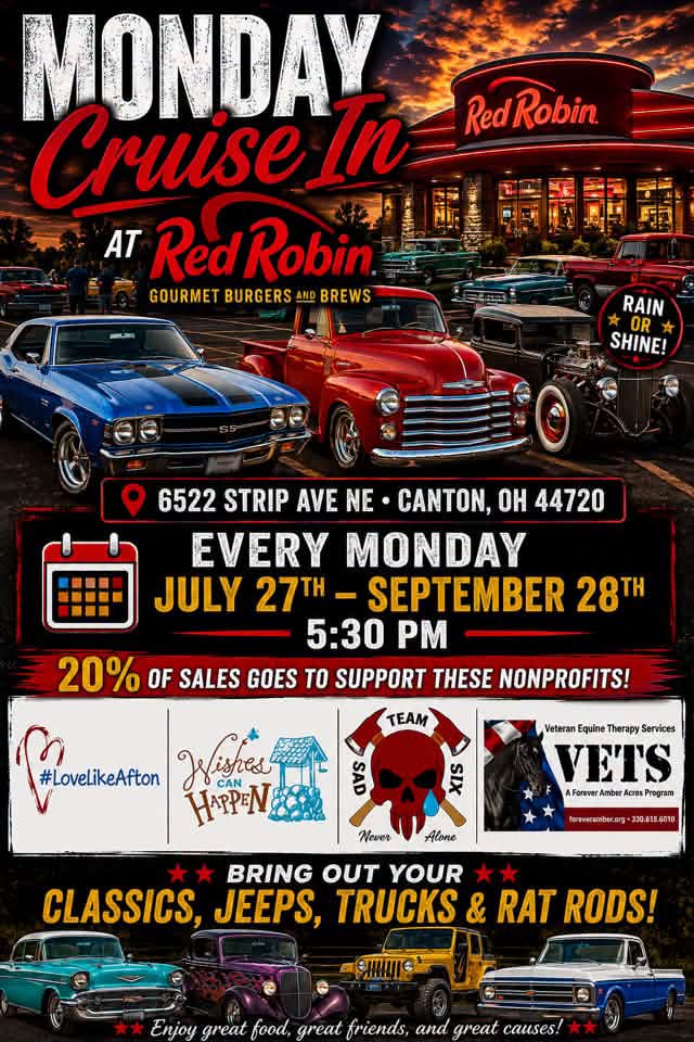 Red Robin Monday Cruise in event at Red Robin Gourmet Burgers and Brews in Canton, OH on July 13, 2026