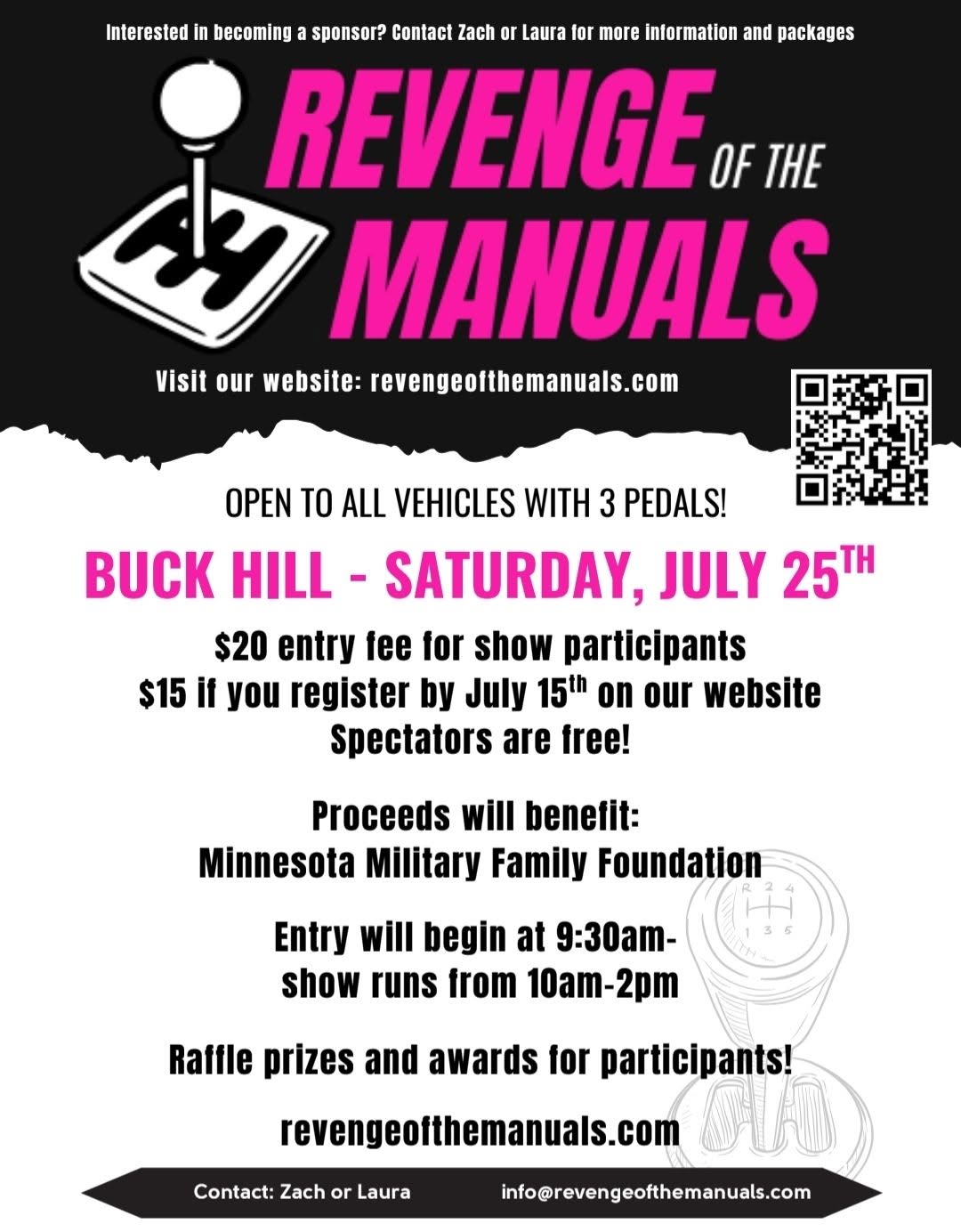 Revenge of the Manuals Car Show event at Buck Hill in Burnsville, MN on July 25, 2026