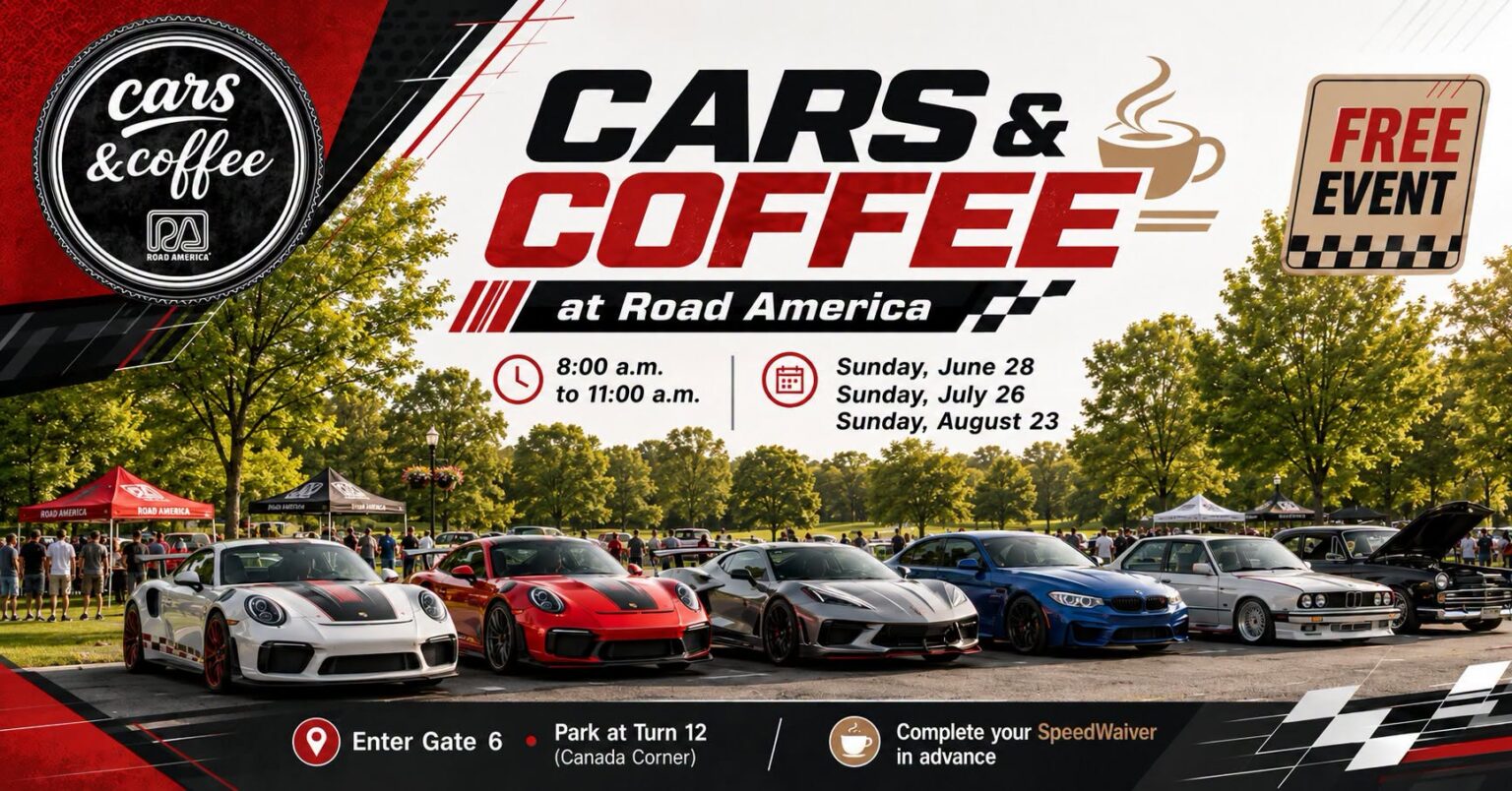 Road America Cars & Coffee event at Road America in Elkhart Lake, WI on July 26, 2026