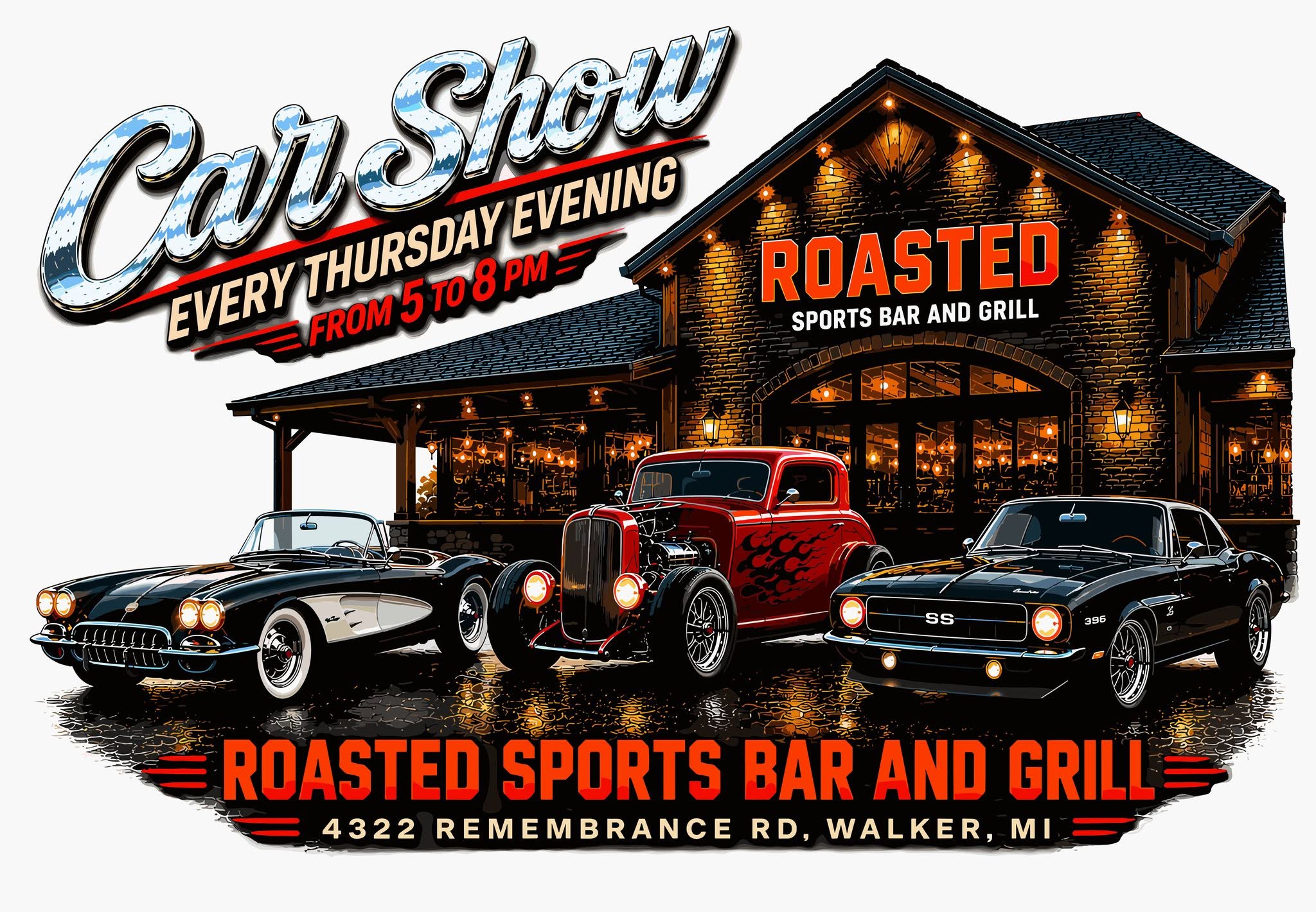 Roasted Sports Bar and Grill Car Show event at Roasted Sports Bar and Grill in Walker, MI on July 2, 2026