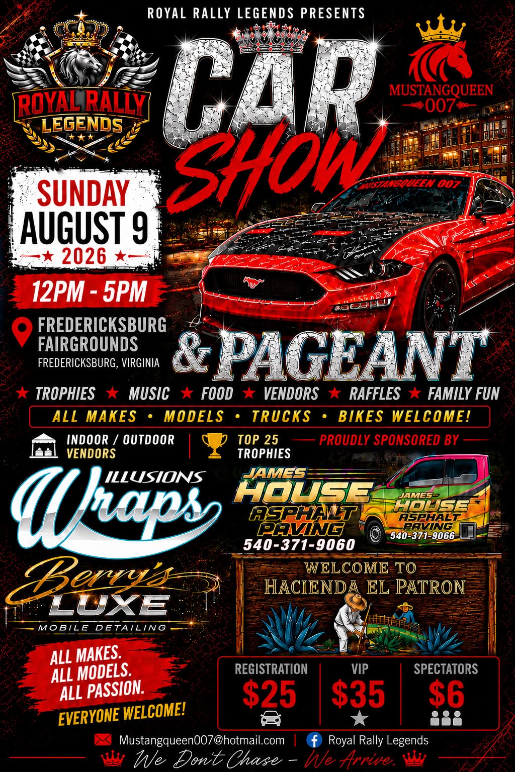 Royal Rally Legends Car Show & Pageant event at Fredericksburg Fairgrounds in Fredericksburg, VA on August 9, 2026