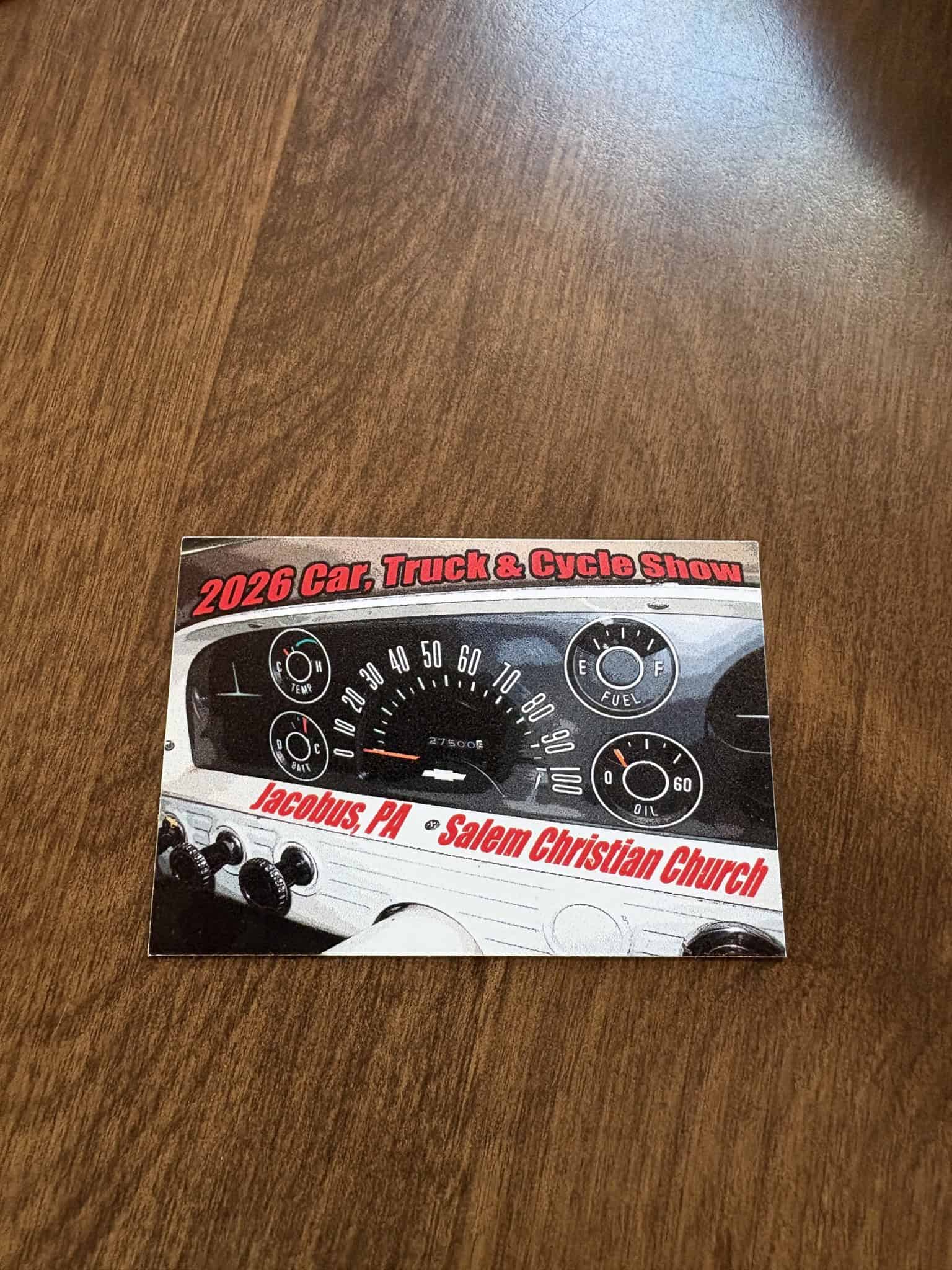 Salem Christian Church's 10th Annual Car, Truck and Motorcycle Show event at Salem Christian Church in Jacobus, PA on August 22, 2026