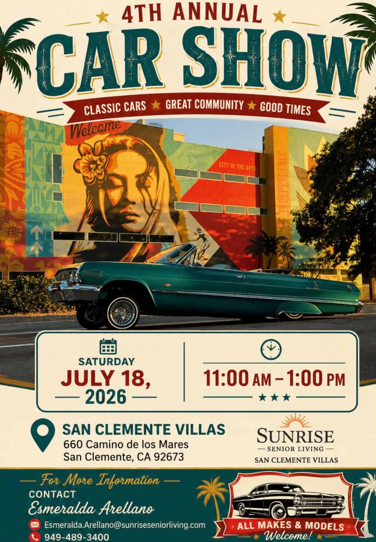 San Clemente Villas 4th Annual Car Show event at San Clemente Villas in San Clemente, CA on July 18, 2026