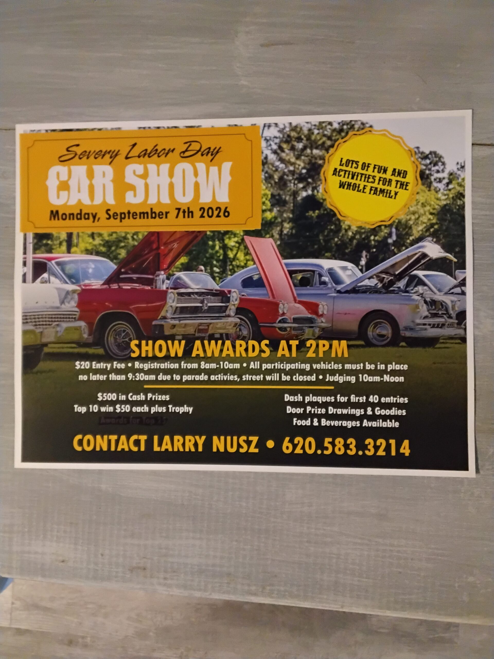 Severy Labor Day Car Show event at Main and Kansas in Severy, KS on September 7, 2026