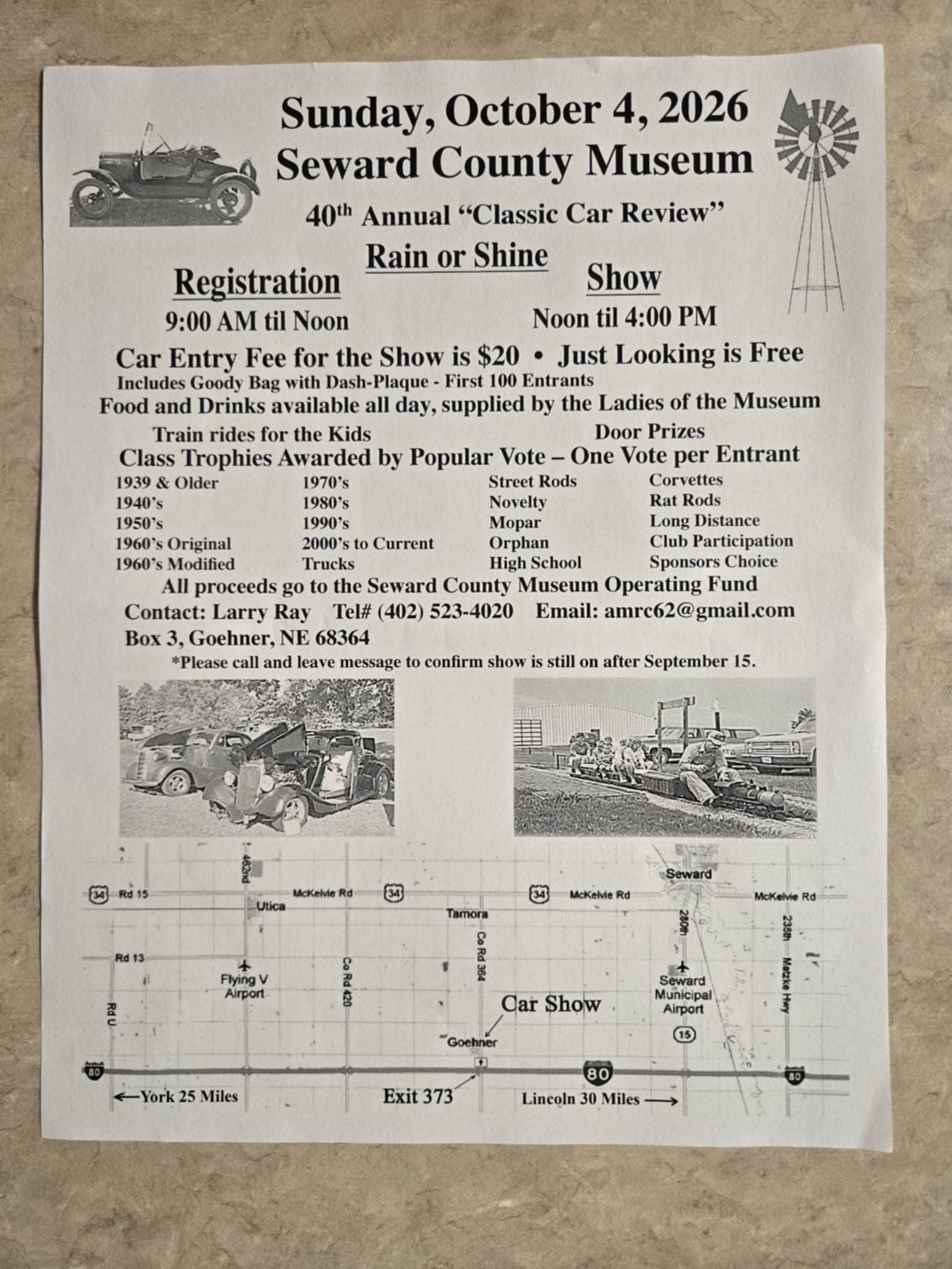 Seward County Museum Classic Car Review event at Seward County Museum in Goehner, NE on October 4, 2026