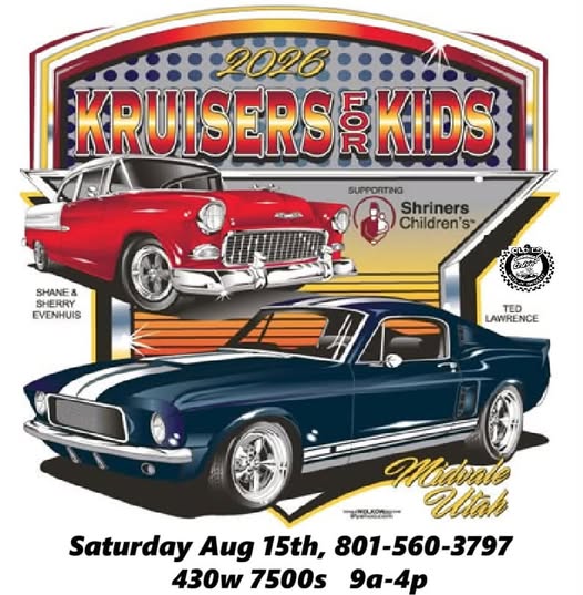 Shane & Sherry Evenhuis Kruisers 4 Kids Car Show event at 430 W 7500 S in Midvale, UT on August 15, 2026