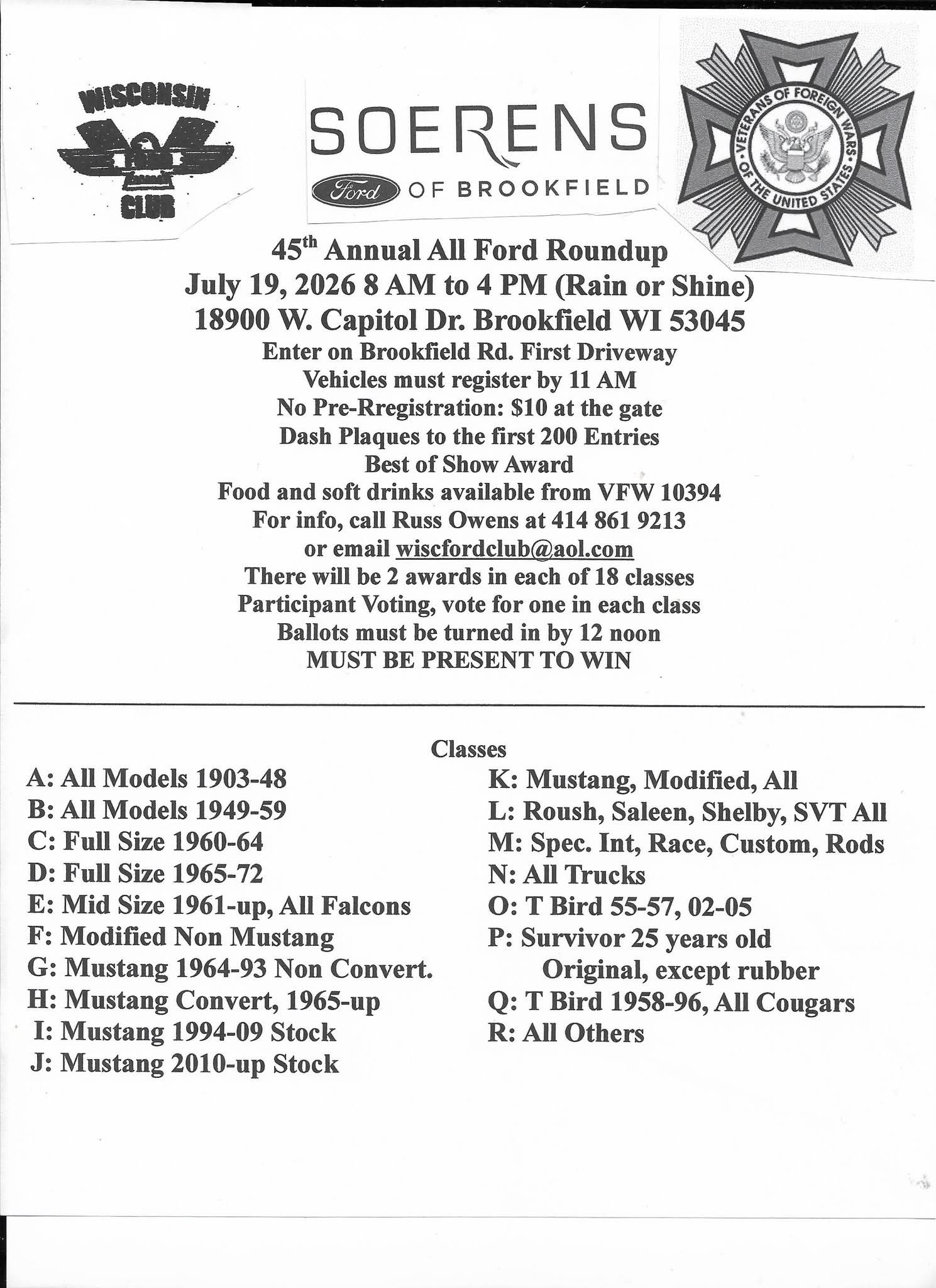 Soerens Ford of Brookfield 45th Annual All Ford Roundup event at Soerens Ford of Brookfield in Brookfield, WI on July 19, 2026
