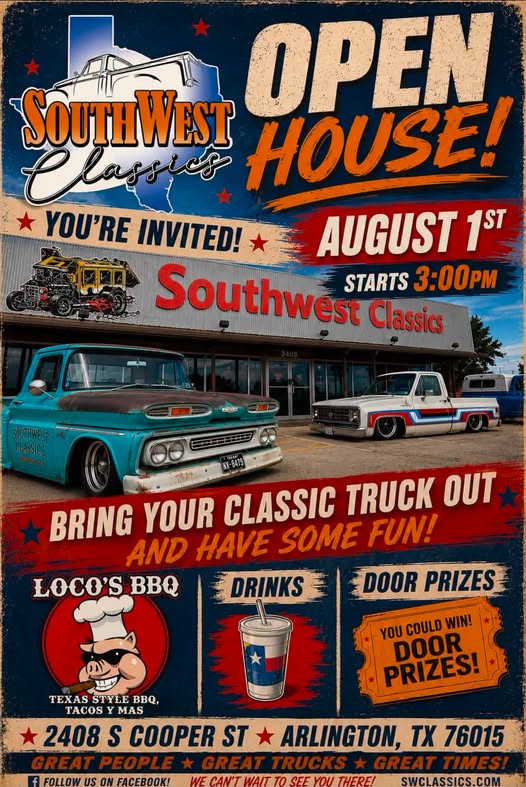 Southwest Classics Open House event at Southwest Classics in Arlington, TX on August 1, 2026