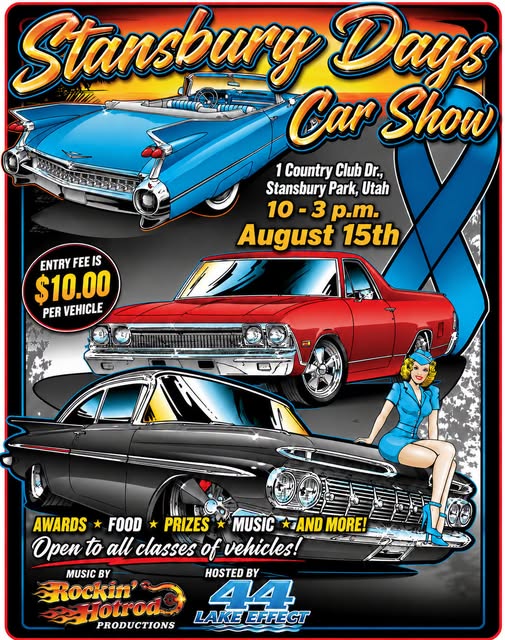 Stansbury Days Car Show event at 1 Country Club Dr. in Stansbury Park, UT on August 15, 2026