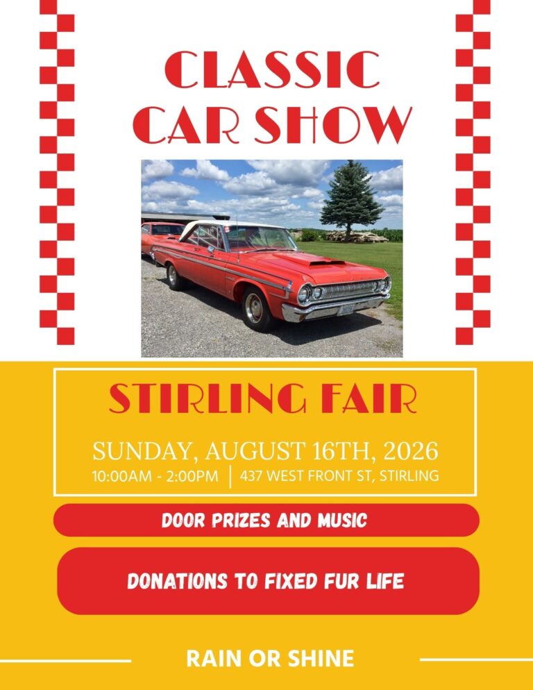 Stirling Fair Classic Car Show event at 437 West Front St in Stirling, ON on August 16, 2026