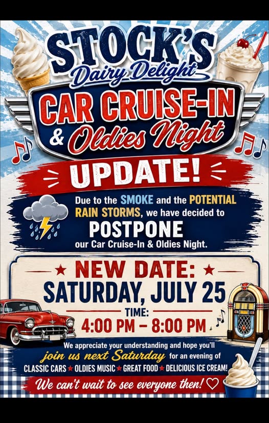 Stock's Dairy Delight Car Cruise-In & Oldies Night event at Stock's Dairy Delight in Martinsburg, PA on July 25, 2026